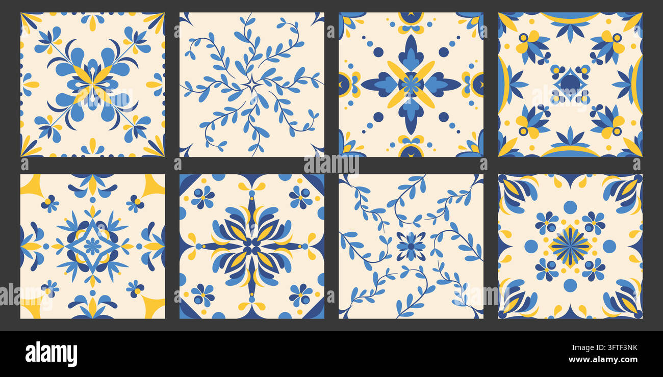 Mediterranean tile designs with floral patterns inspired by Spanish and ...