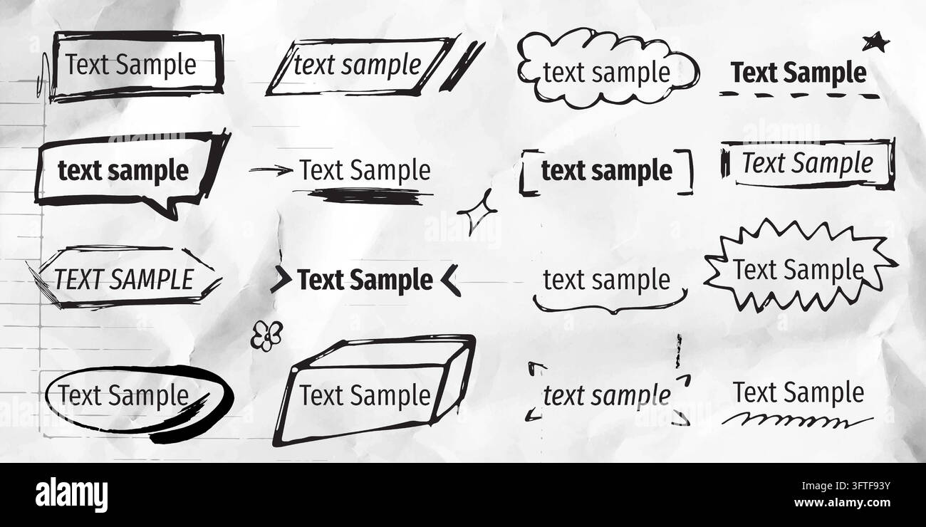 Hand-drawn frame collection with doodle borders, text boxes and ...