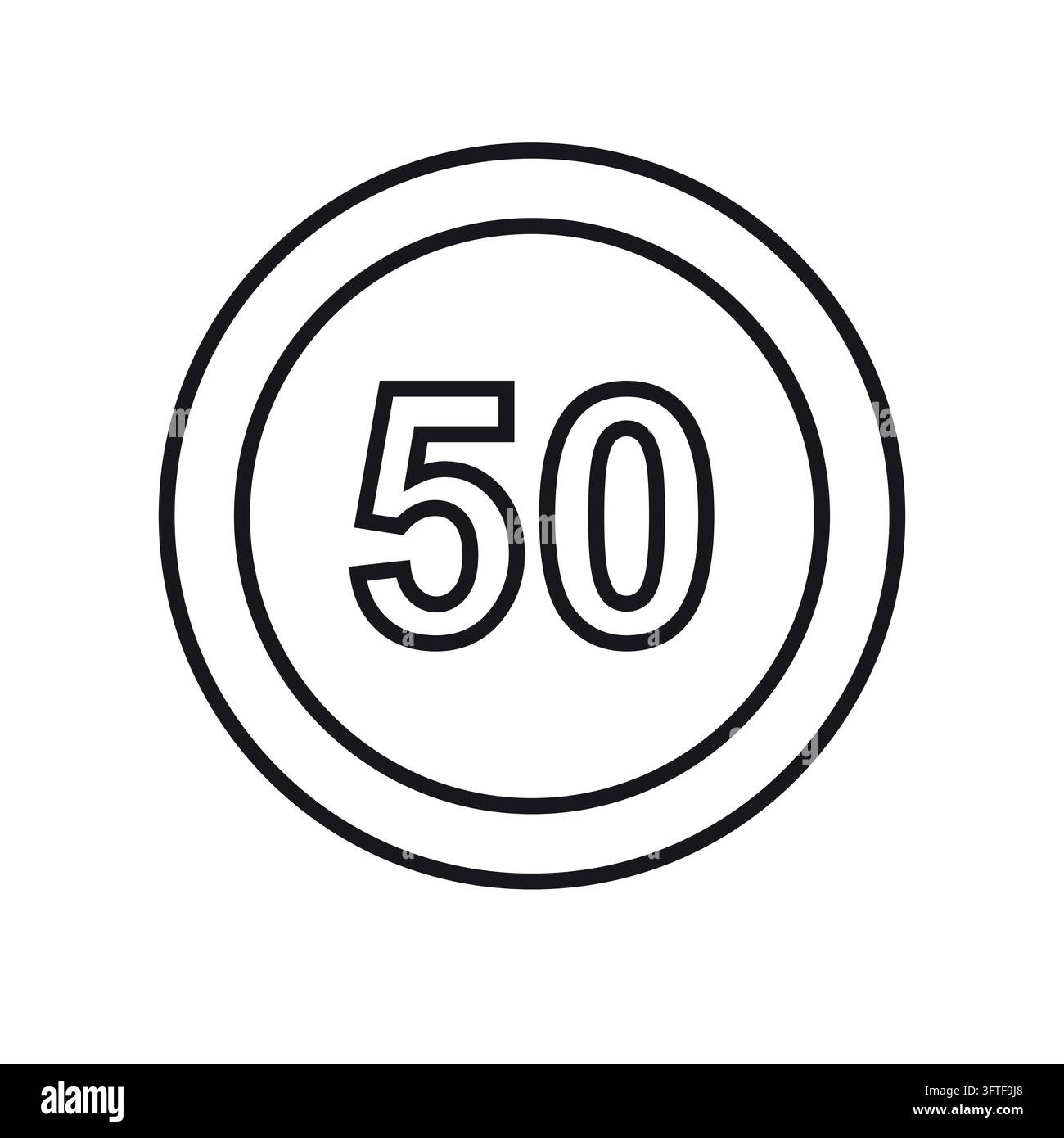 Sign Outlibe Vector flat outline speed limit road sign isolated on white background ...