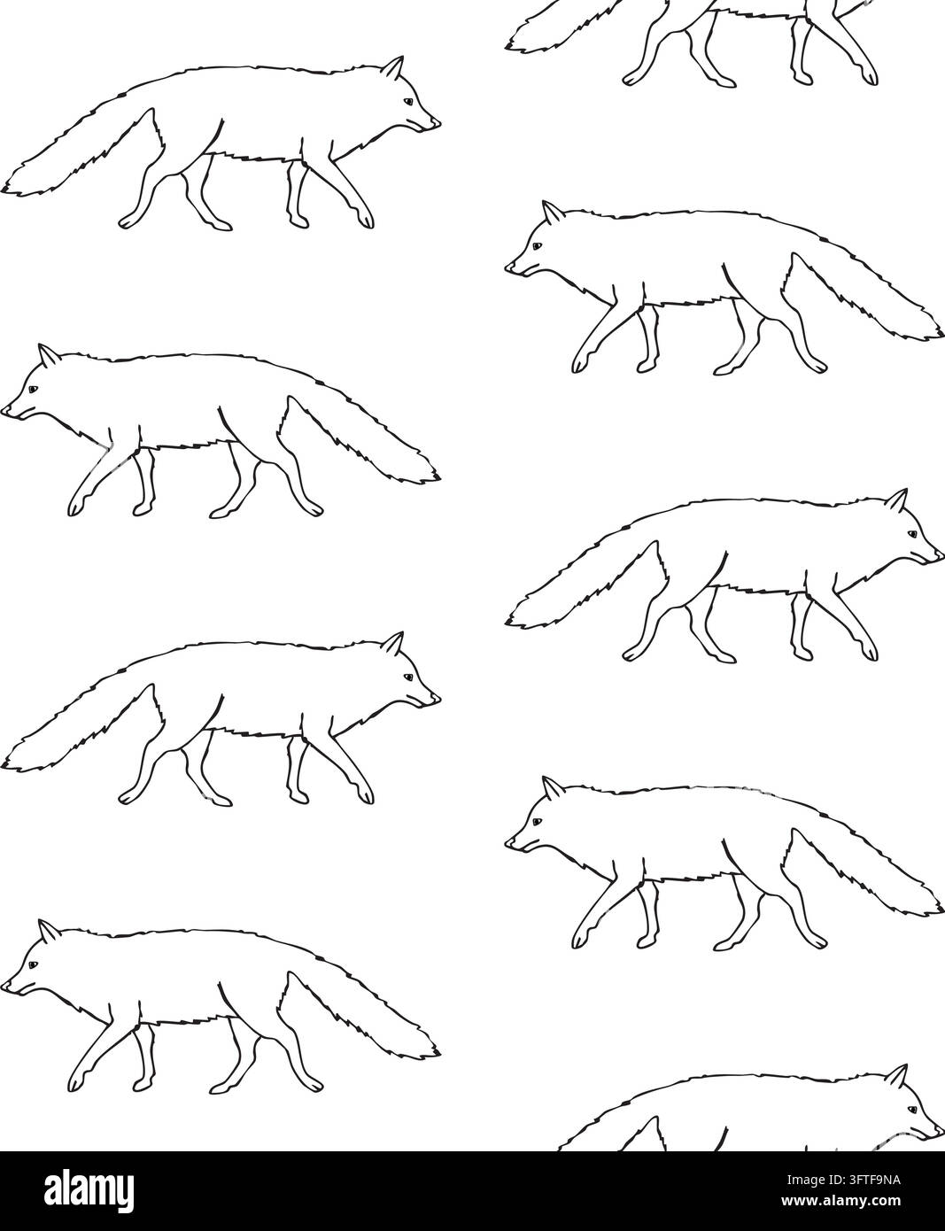Skertch Pattern Vector seamless pattern of hand drawn doodle sketch outline arctic fox ...