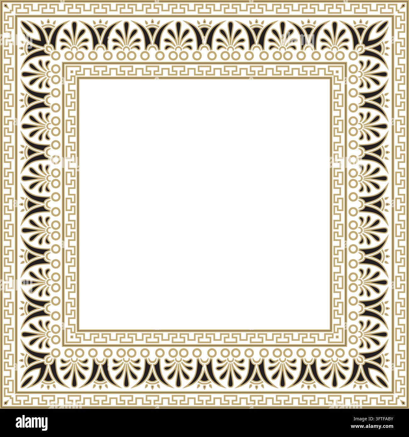 Racktangle Vector Vector gold and black classic Greek square ornament. Rectangle of ...