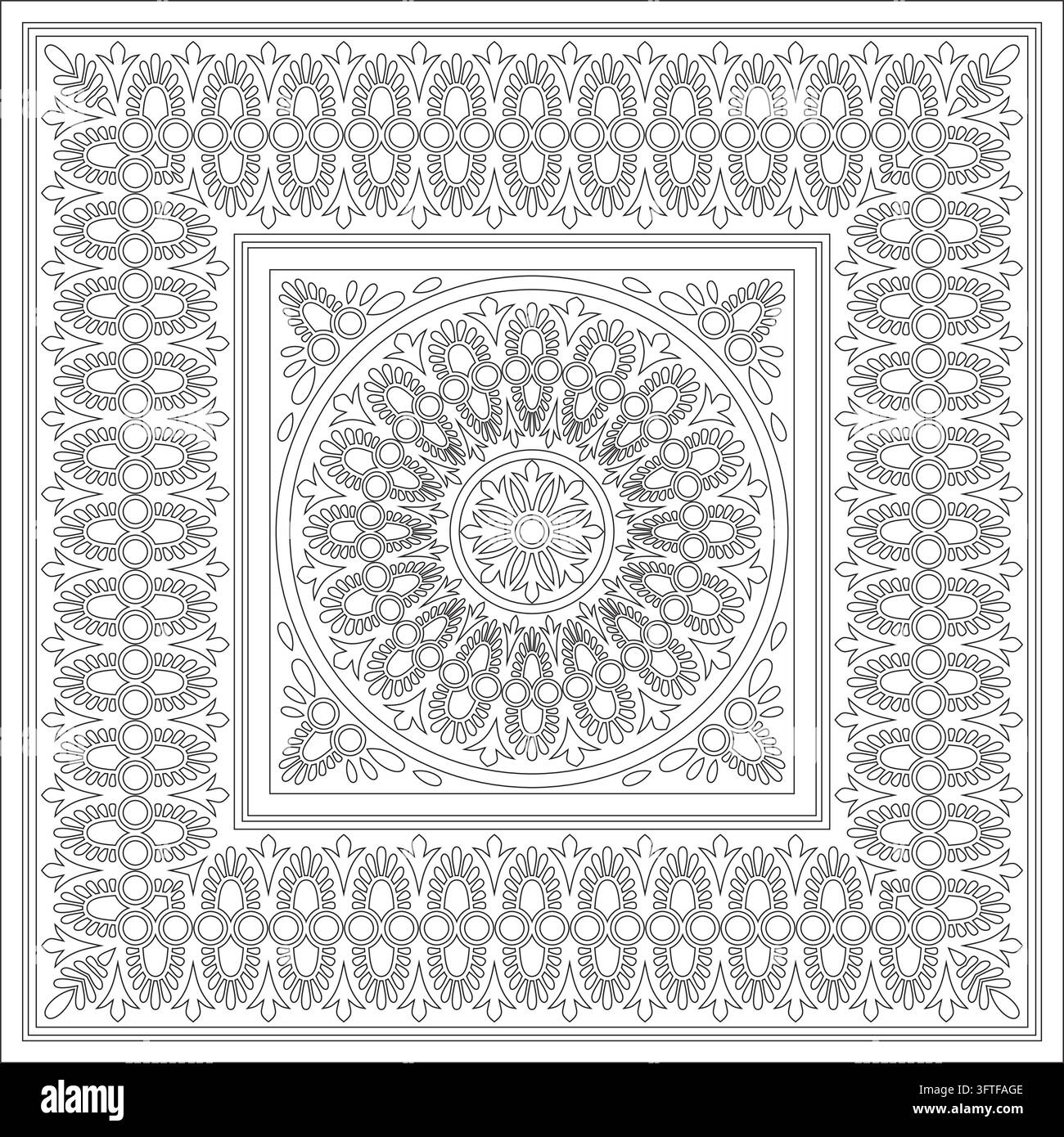 Classic greek black outline square ornament. Vector pattern, ancient ...