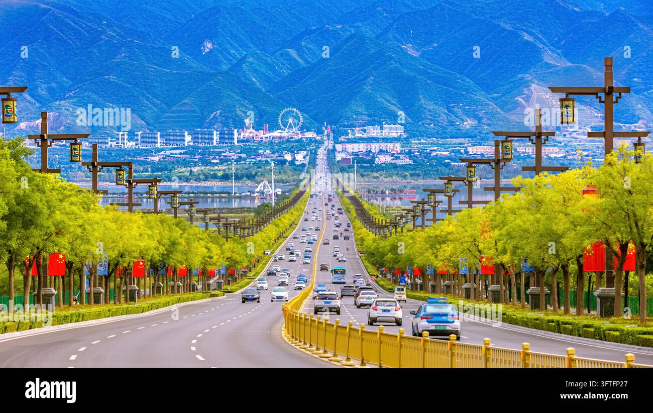 National flags flutter along the cross-lake avenue of Salt Lake in ...