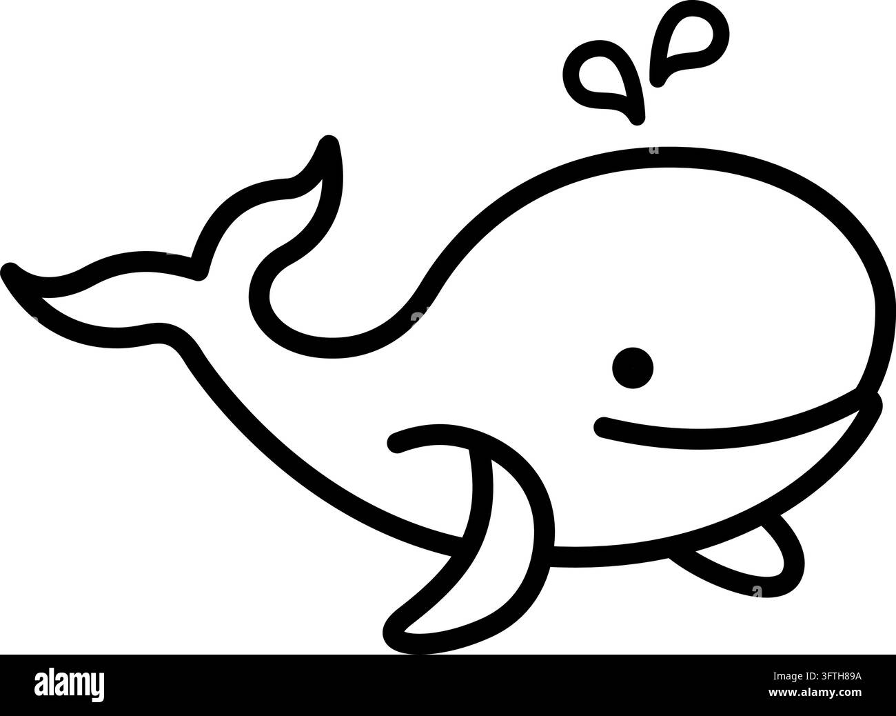 fun happy cute whale simple line drawing for coloring colouring in ...