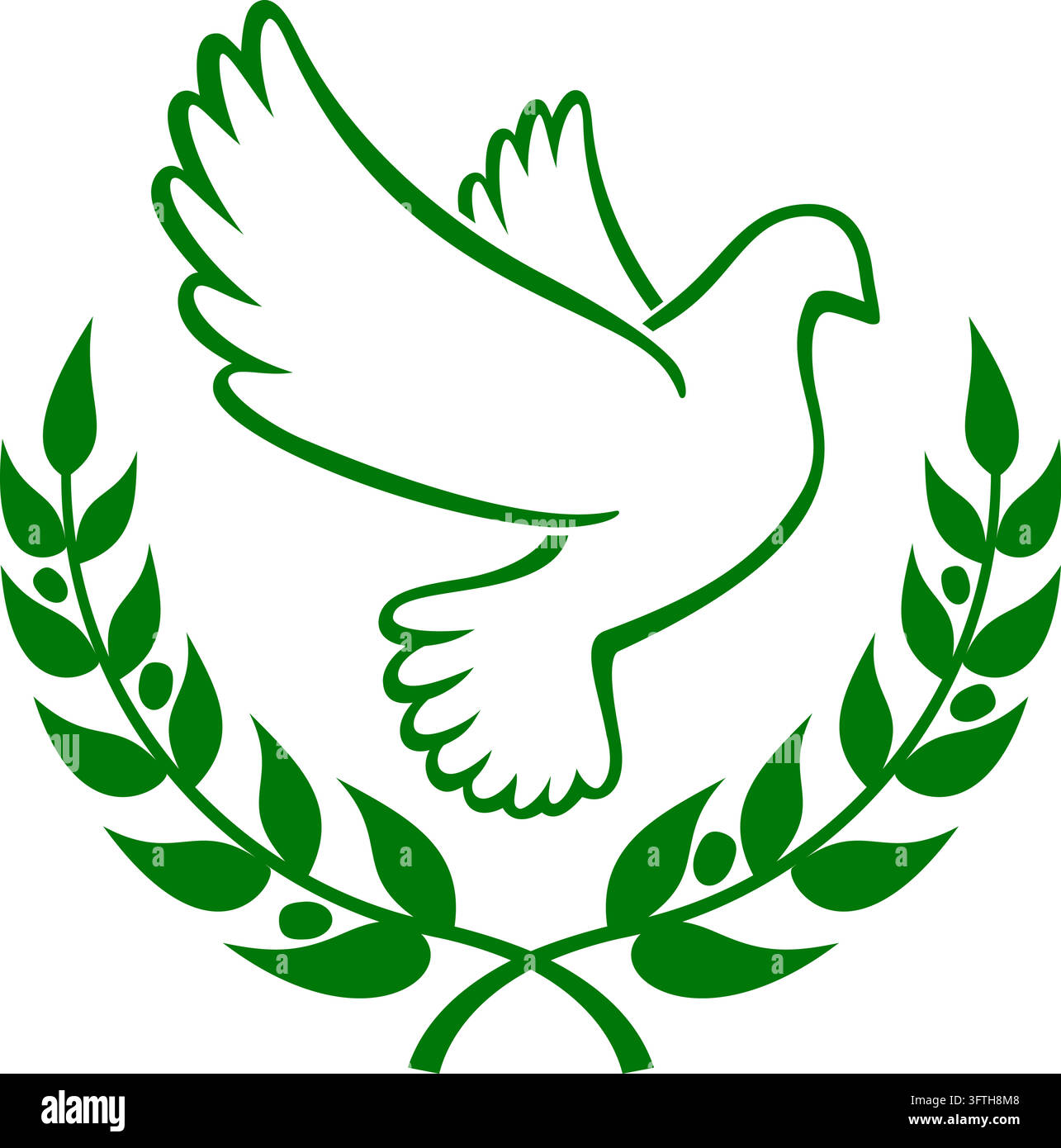 Sign Outlibe beautiful flying white peace dove pigeon bird outline with olive branch ...