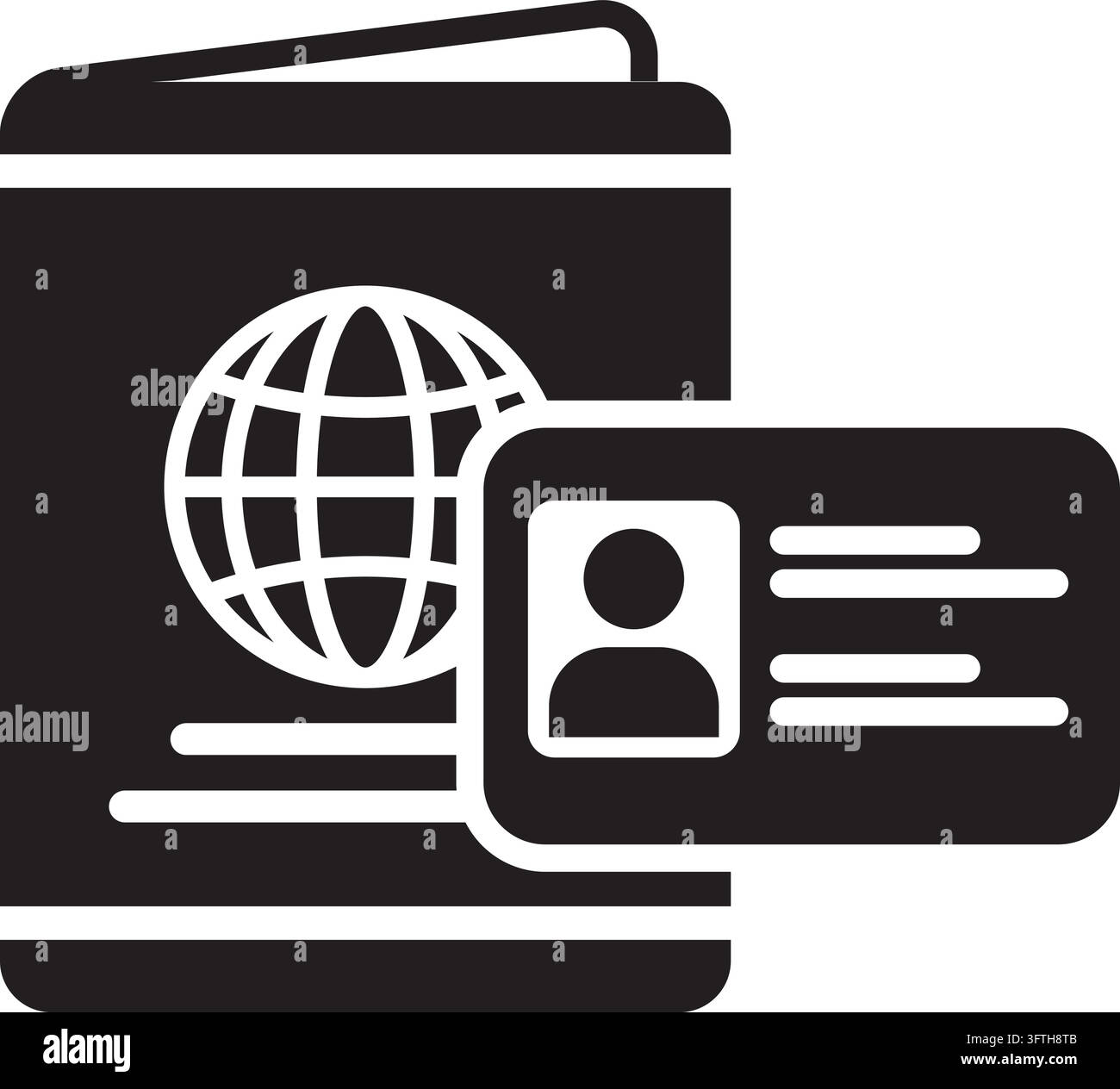 simple classic id and passport licence identification silhouette icon ...