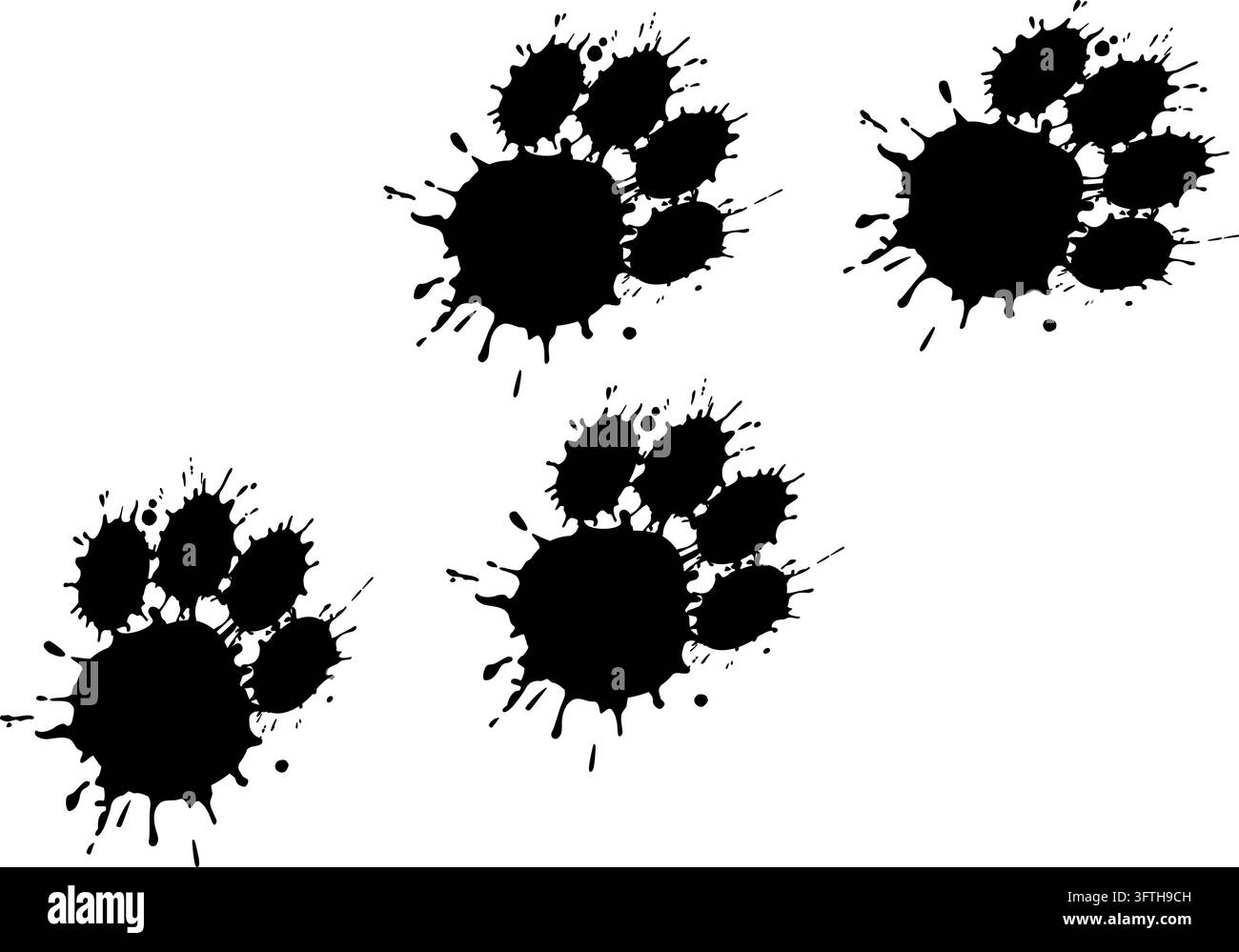 classic muddy messy animal paw prints walking tracking on transparent ...