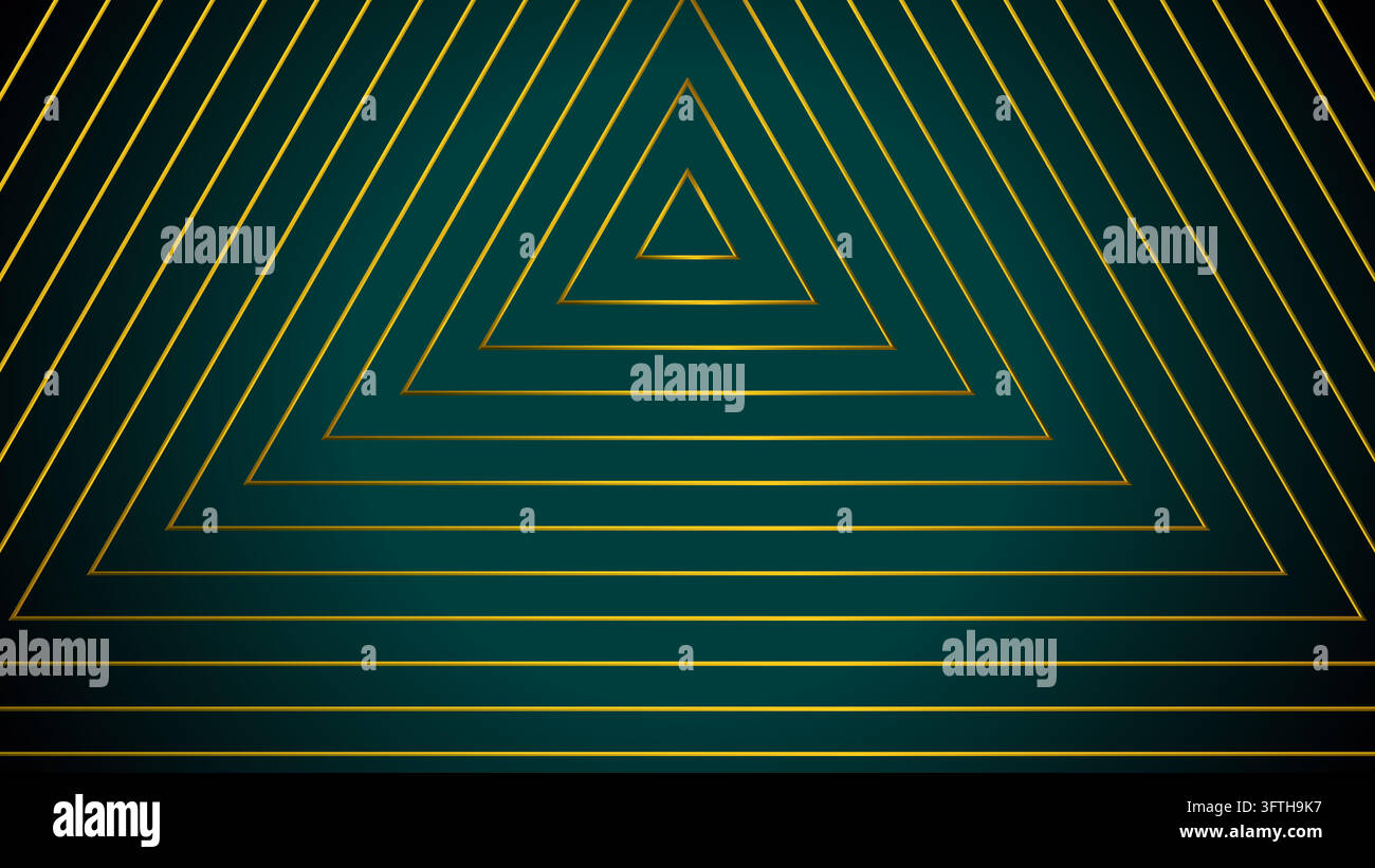 Opulent triangles vector background. Golden 3d metallic lines effect Stock Vector