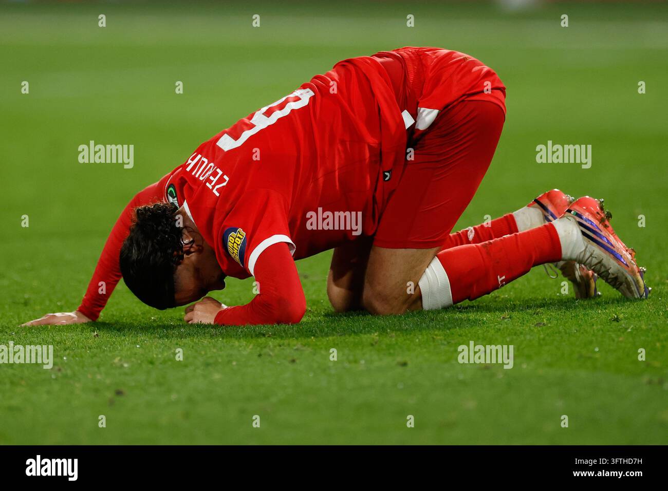 Twente's Ramiz Zerrouki reacts during the Europa Conference League ...