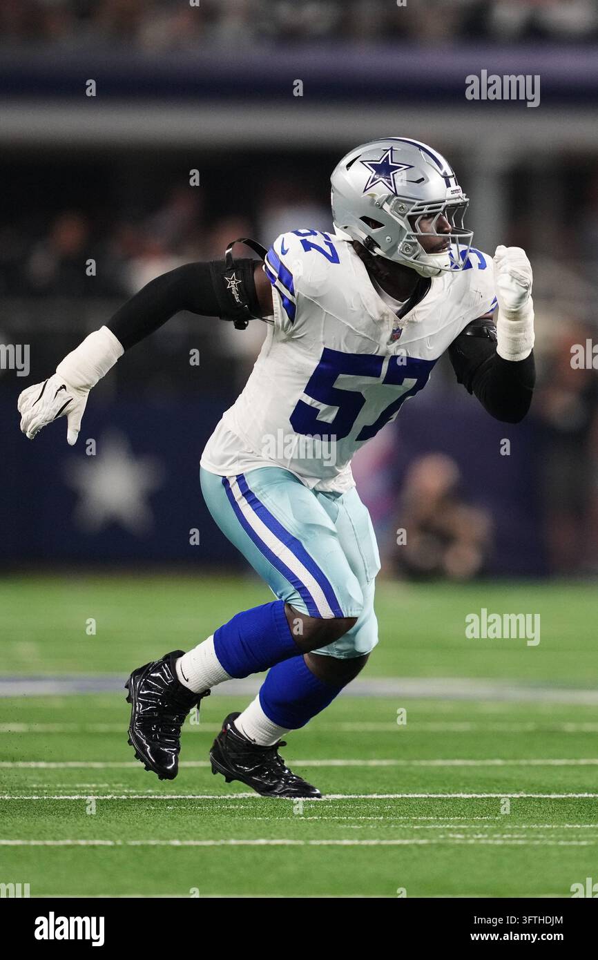 Dallas Cowboys linebacker Malachi Lawrence (57) rushes against the ...
