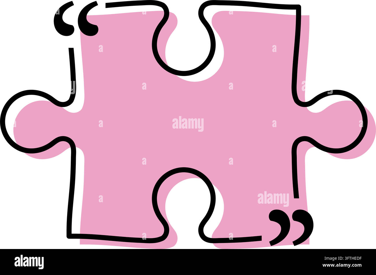 Quote box title isolated. Pink puzzle style speech quotation mark frame ...