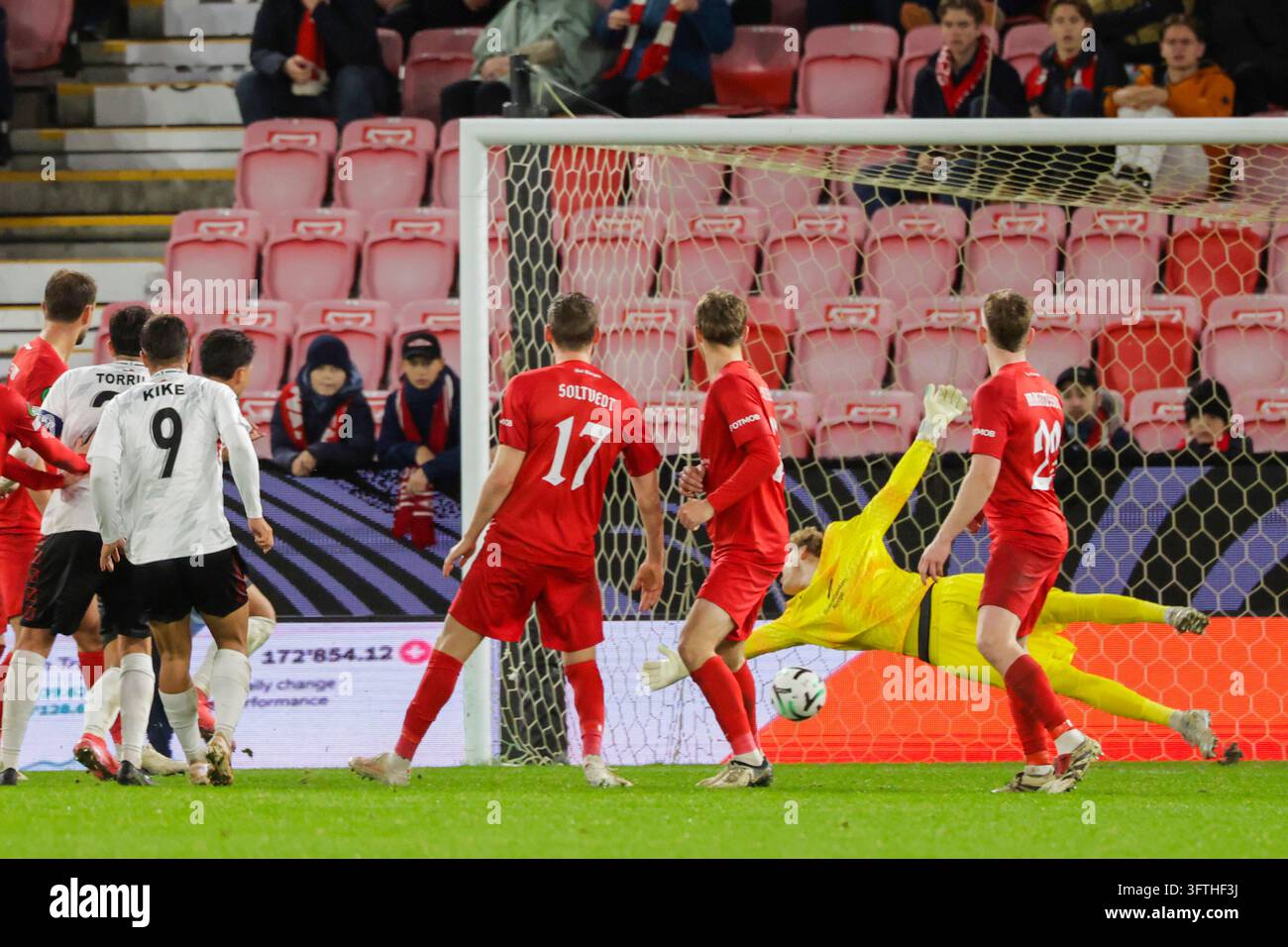 Bergen 20261015. Lincoln Red Imps Kike Gómez scores the 0-1 goal during ...