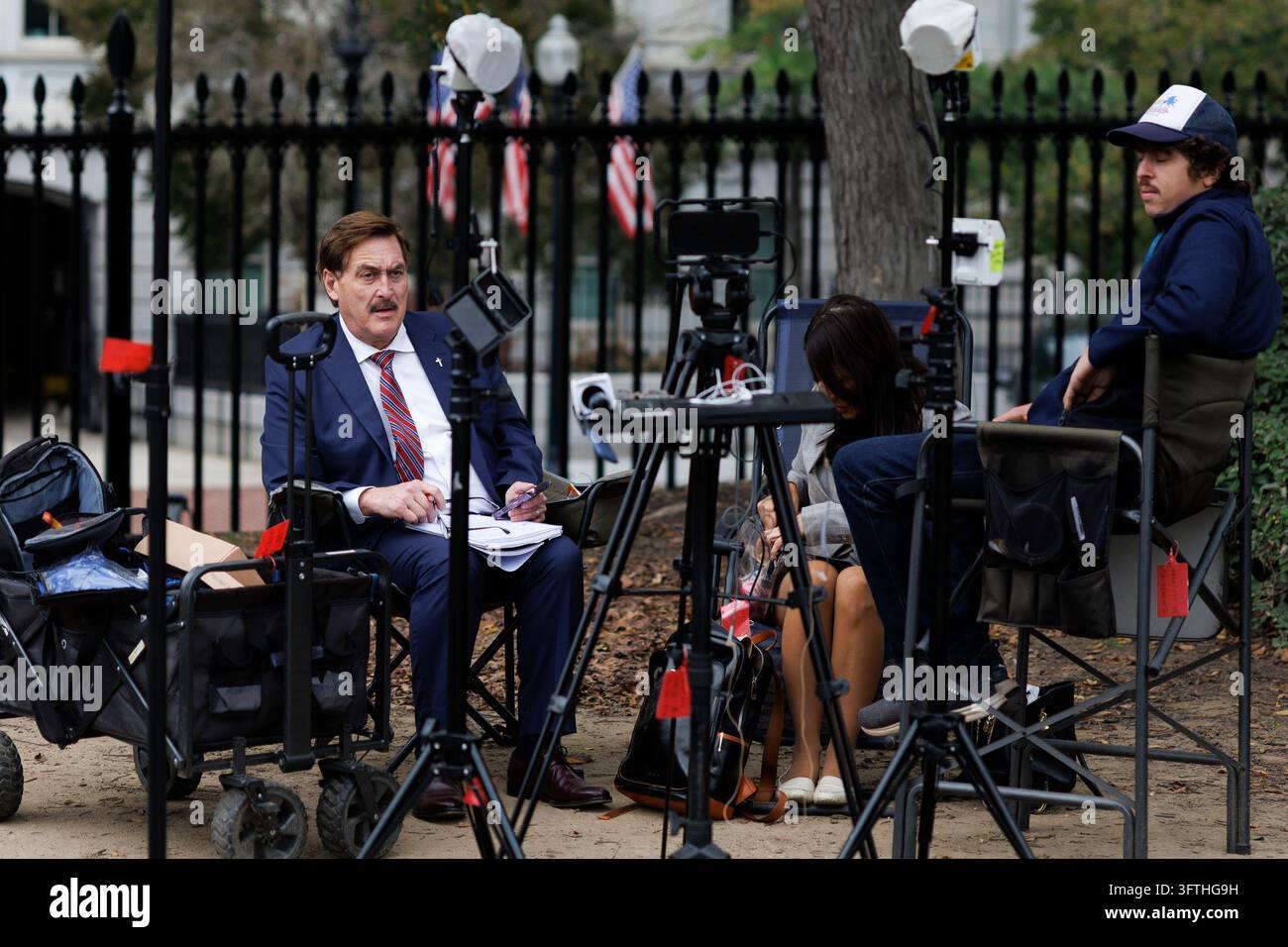 Lindyll WASHINGTON, OCTOBER 15: Mike Lindell, founder of My Pillow, sits along ...