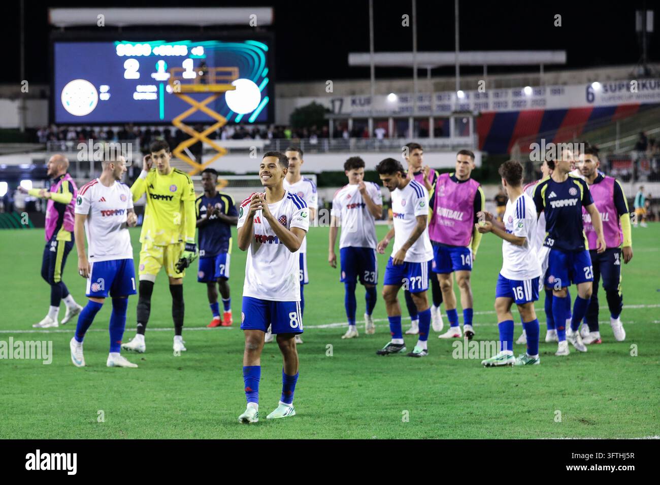 Hajduk players acknowledge the fans after winning the UEFA Conference ...
