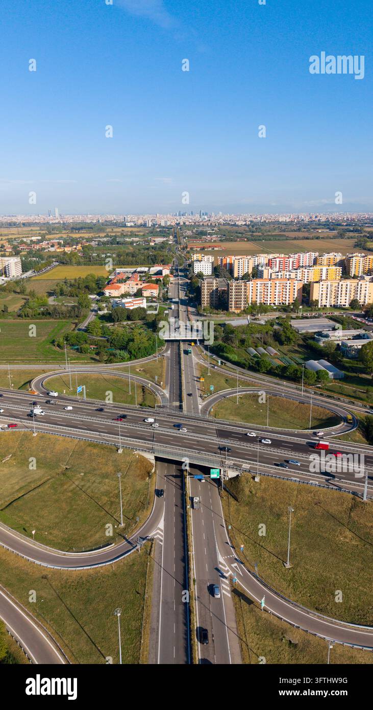 Cloverleaf Aerial view of a cloverleaf interchange with multi-lane highways ...