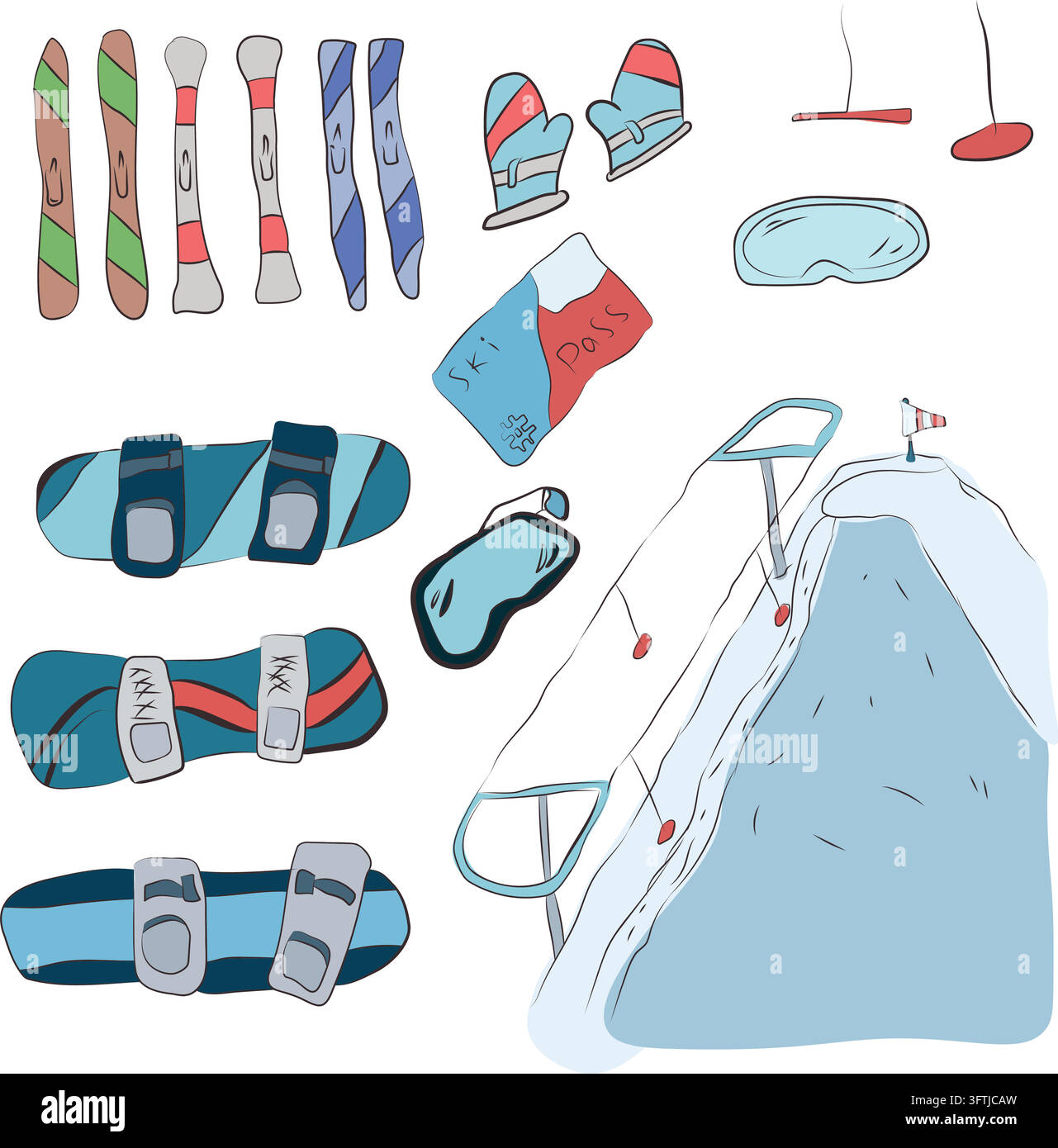 Complete Downhill Resort Equipment Transparent Set Stock Vector Image ...
