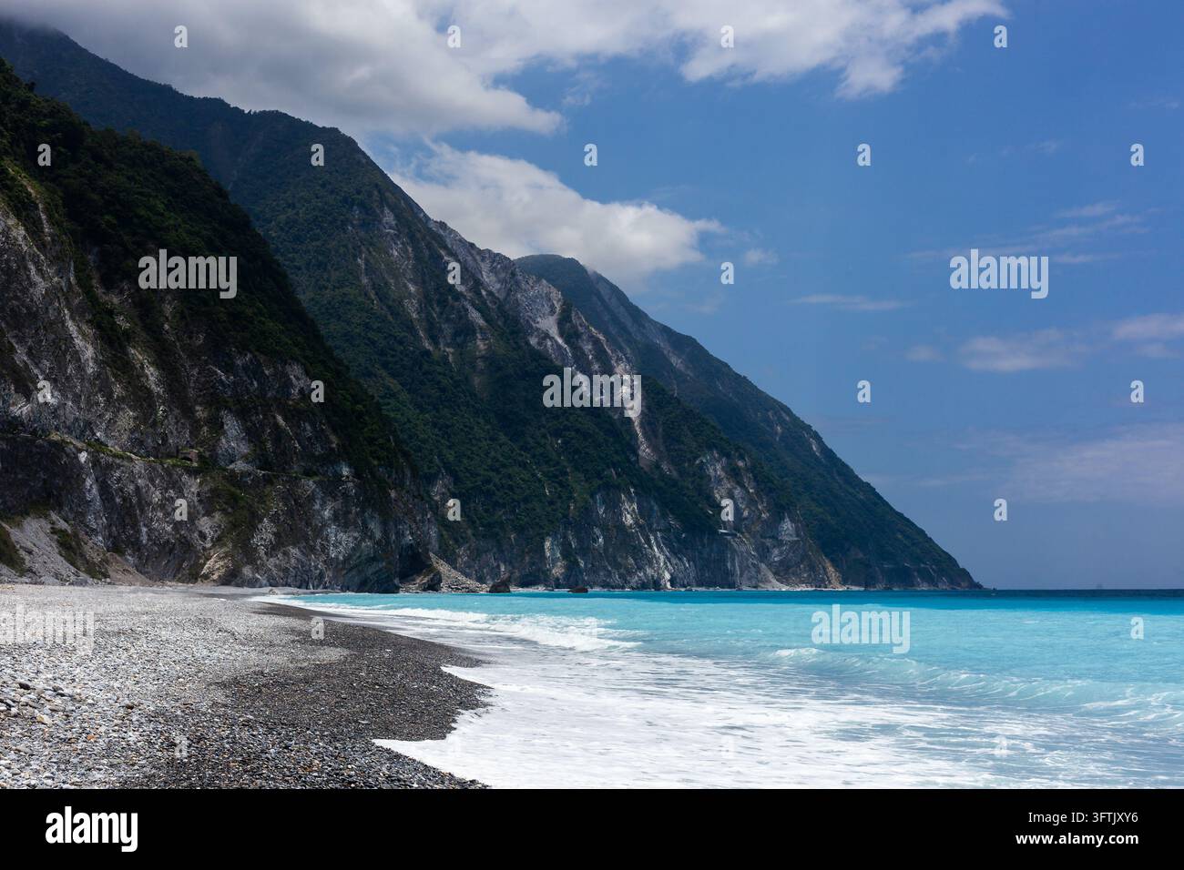 Qingshui Cliff landscape in Hualien, Taiwan. Steep cliffs border the ...