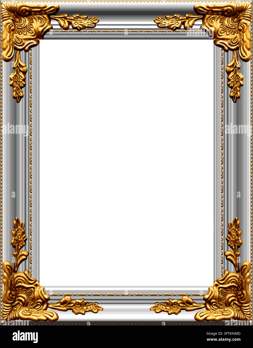 beautiful ornate realistic gilded gold silver picture painting frame ...