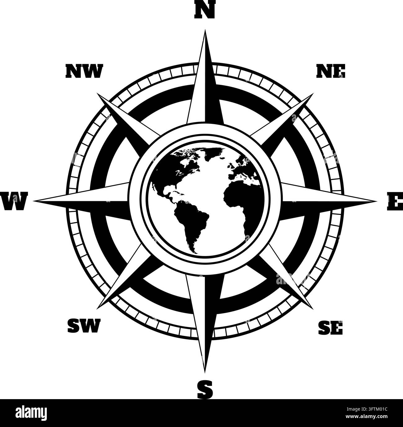 Wind rose with globe logo Stock Vector Image & Art - Alamy