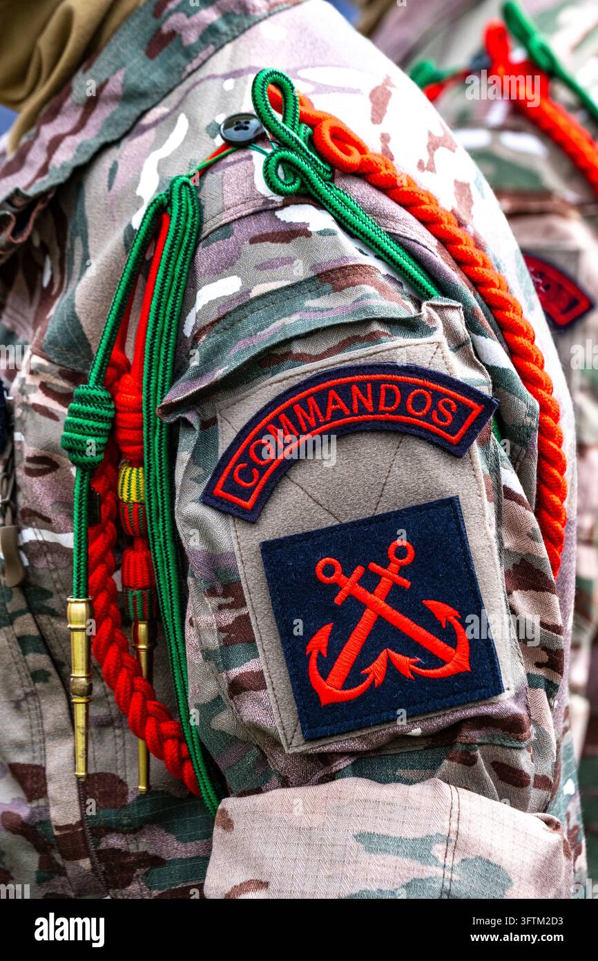 A soldier wears his commando insignia on his fatigues during an ...