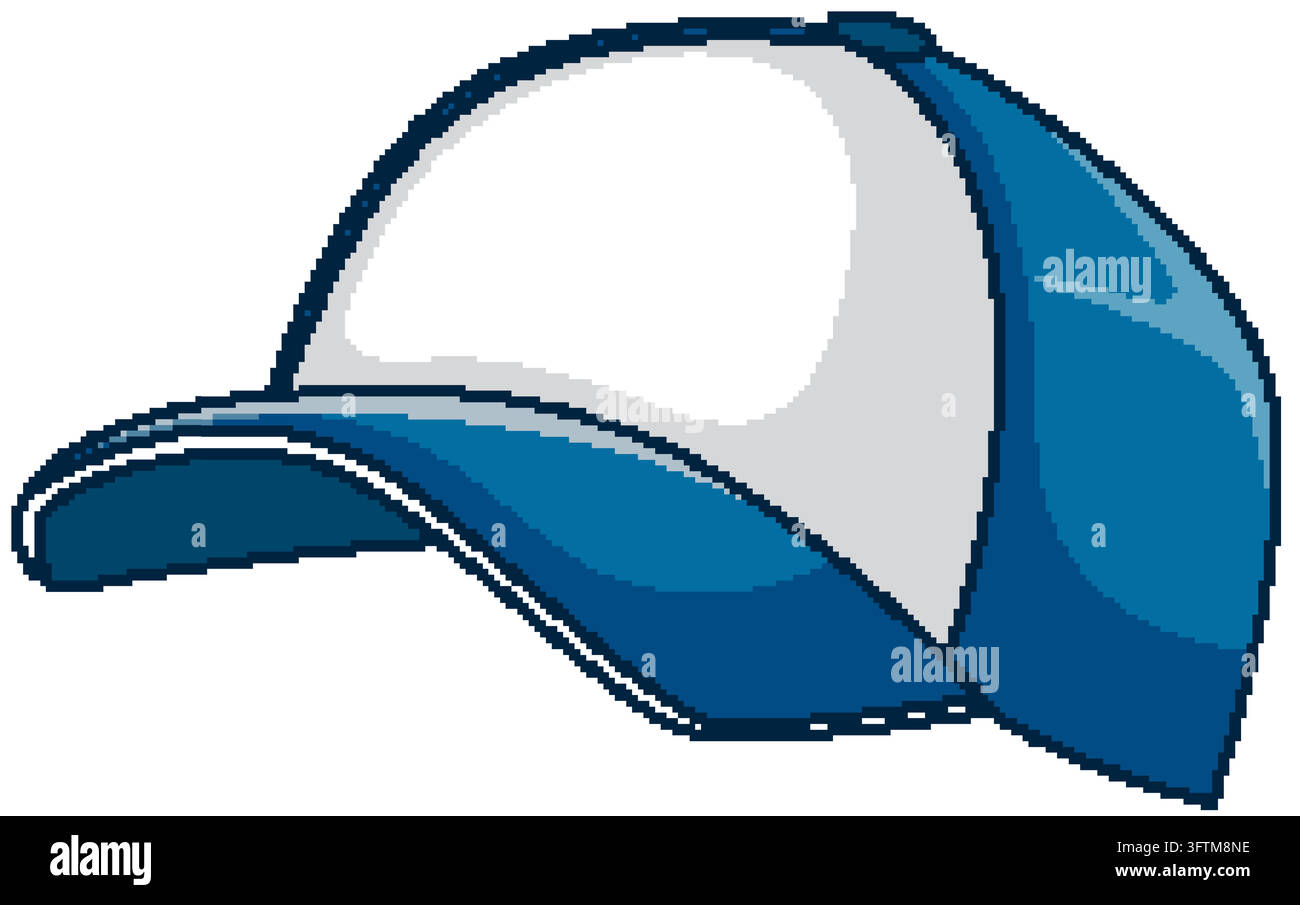 Blue and white baseball cap vector illustration with clean outlines ...