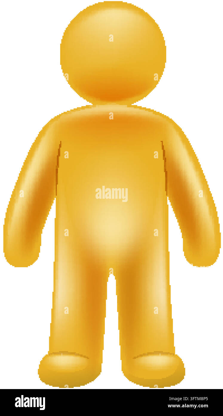 Standing yellow humanoid stylized character isolated on white ...