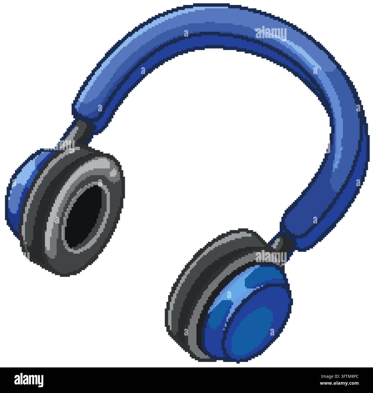 A clean vector illustration of blue over-ear headphones with black ...