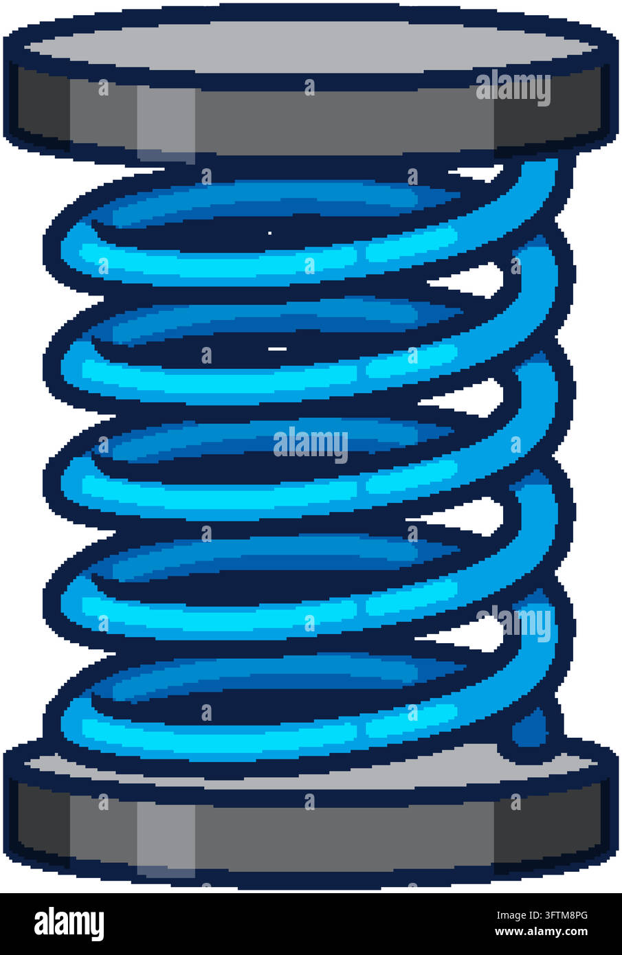 Clean vector illustration of a compressed blue coil spring representing ...