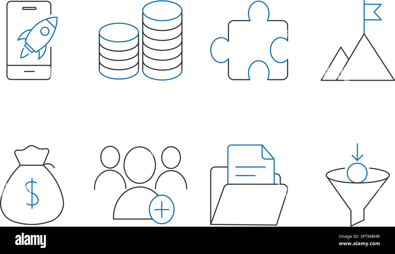 Business startup finance strategy marketing icons vector on white ...
