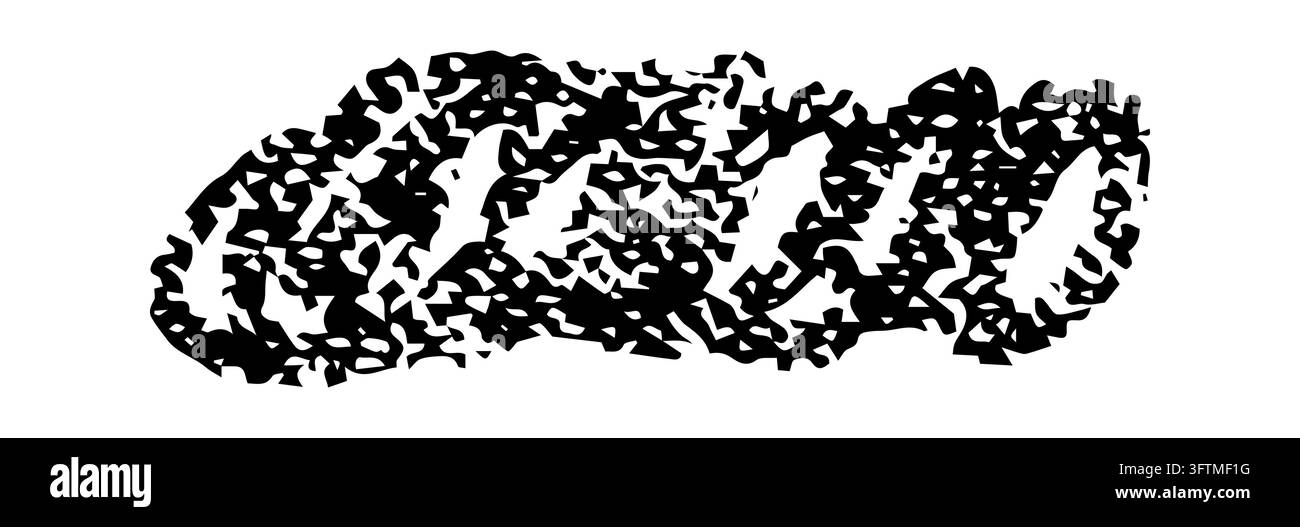 Black abstract crayon wax scribble cluster with rough textured handmade ...