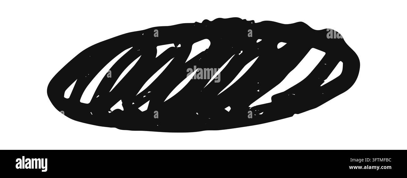 Hand drawn scribble oval shape with rough textured strokes in an ...