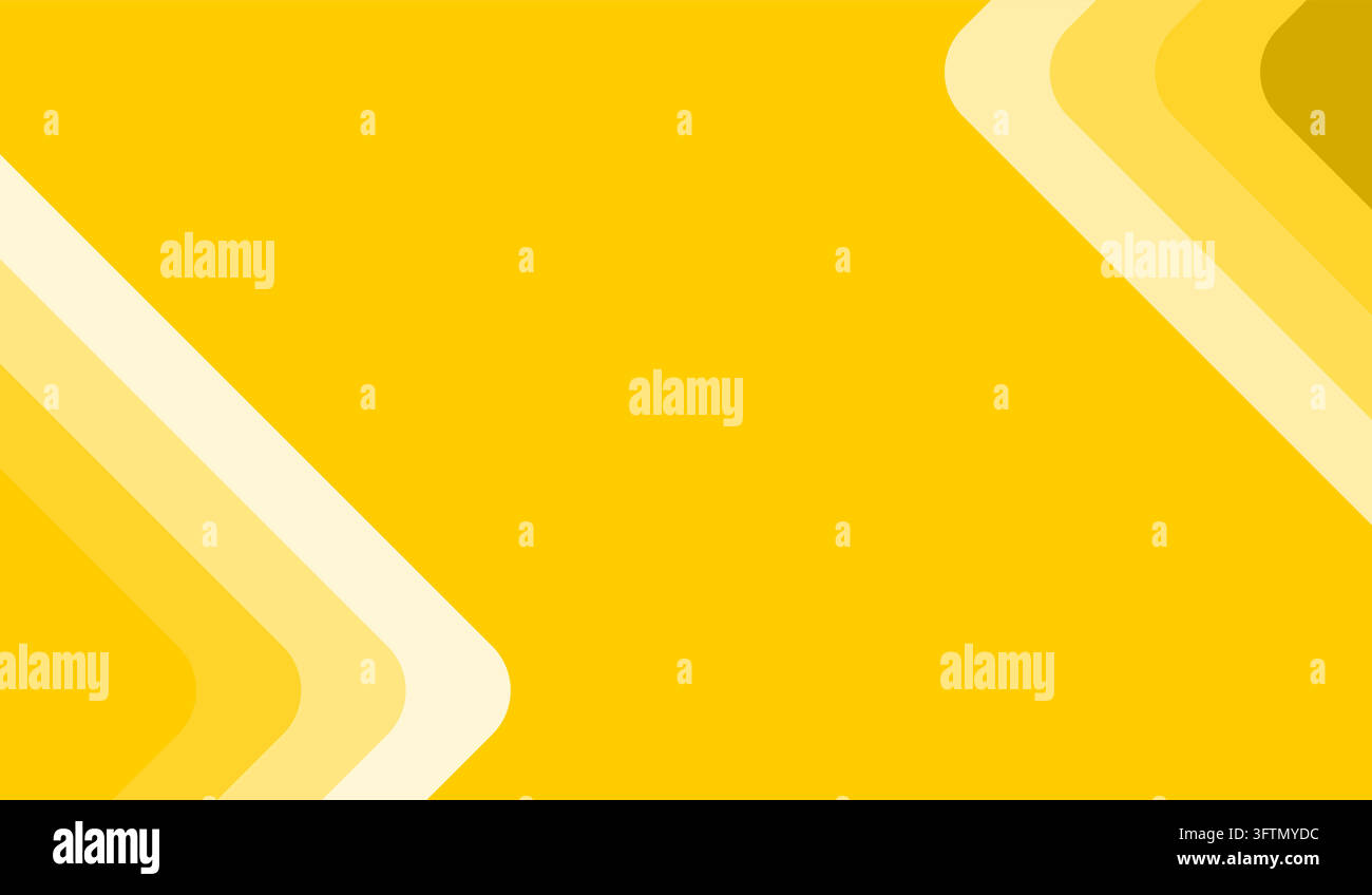 Abstract yellow geometric background with layered curved chevron ...