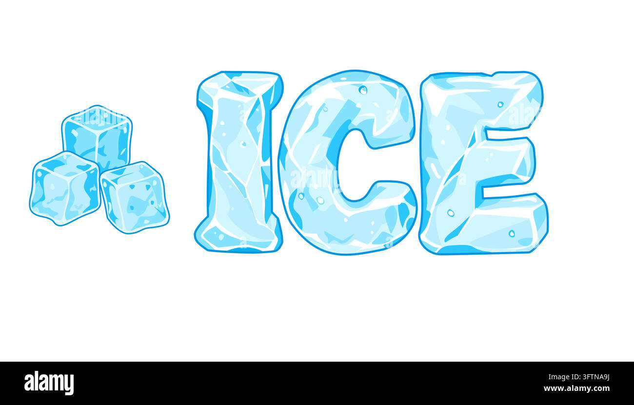 ice typography word text effect frozen ice cubes vector illustration ...