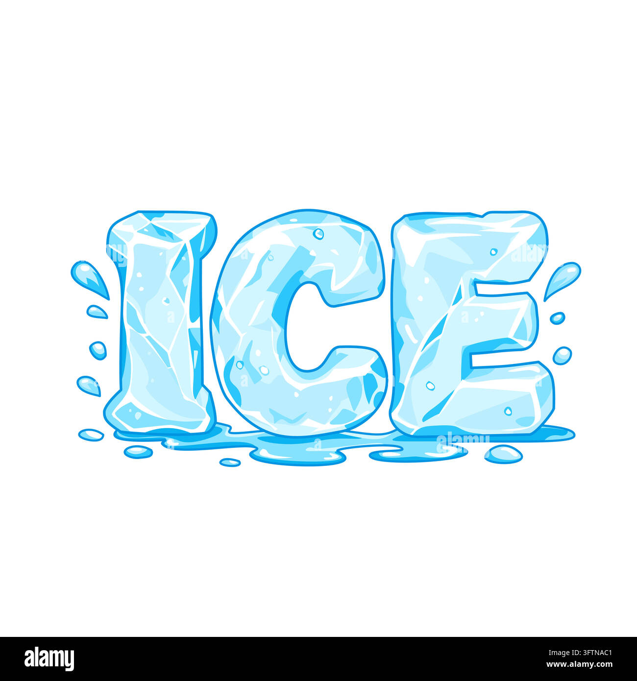 ice typography word text effect melting frozen letters vector ...