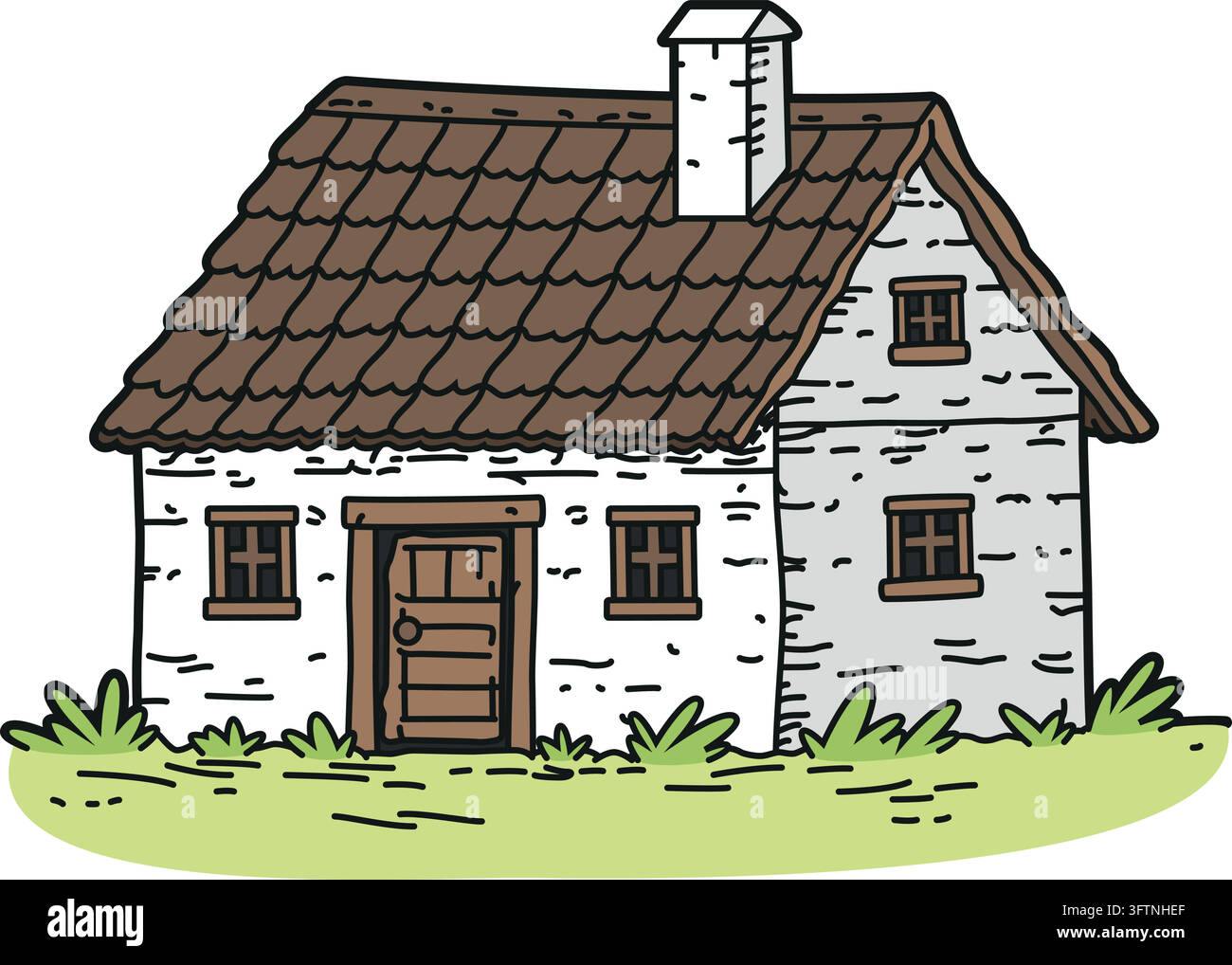 Vector illustration of a traditional country house in a cartoon ...