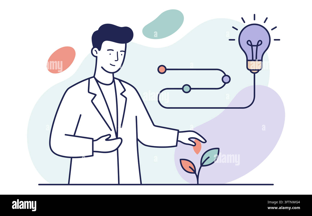 Man planting a small sprout with a lightbulb idea concept isolated on ...