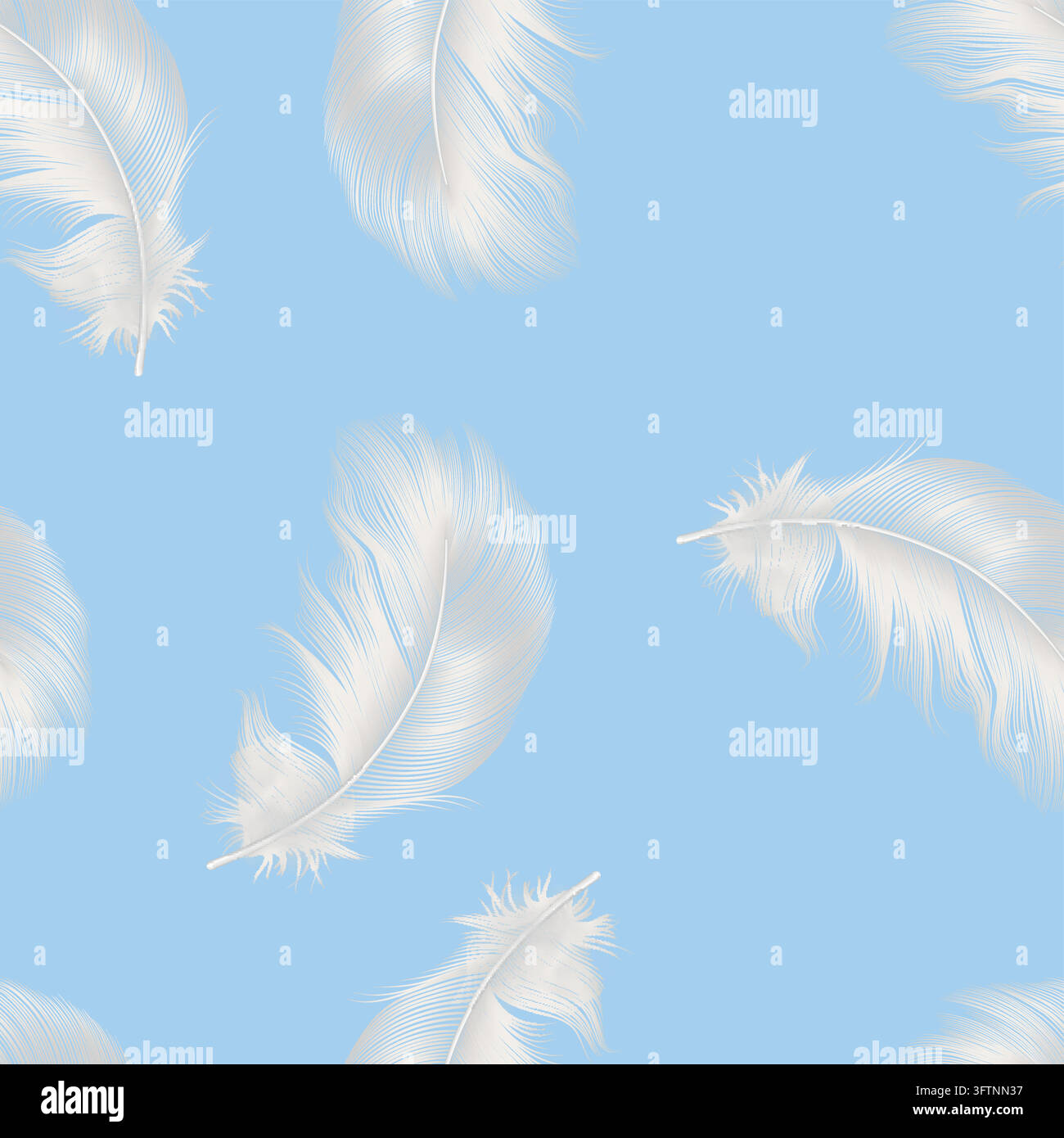 Feather Pattern with White Feathers on Blue Background. Feather Pattern ...