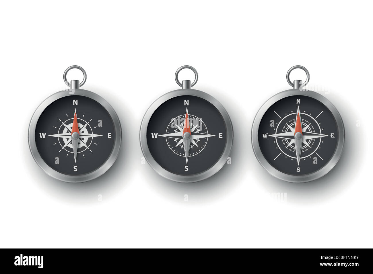 Compass Set with Navigation Needles and Direction Markings, Vector ...