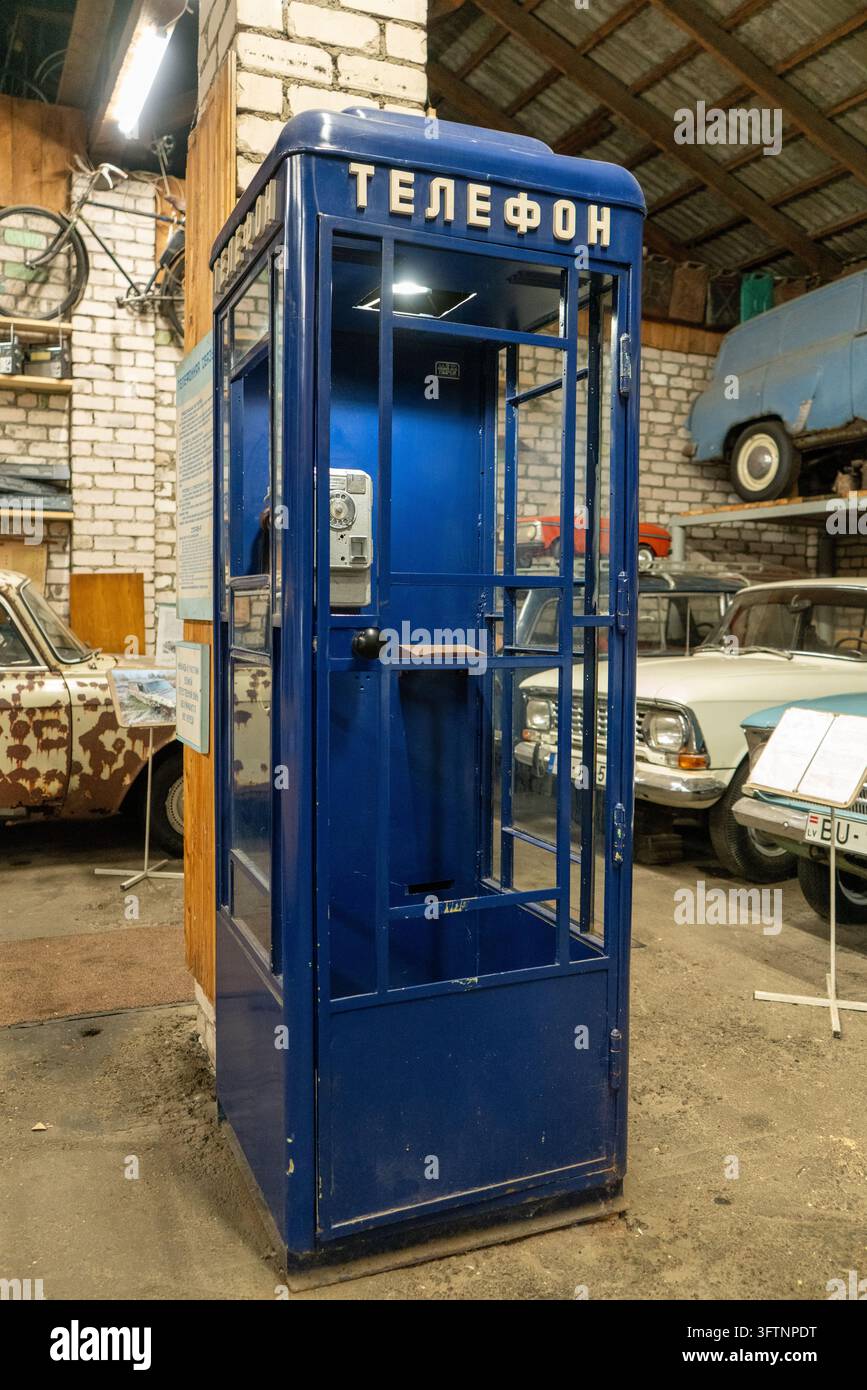 A Soviet-era AMT-69 coin-operated payphone mounted inside and the ...