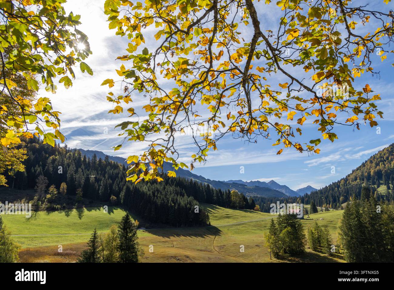 Goldener Oktober in den Bergen Blick auf die Herbstlandschaft bei ...