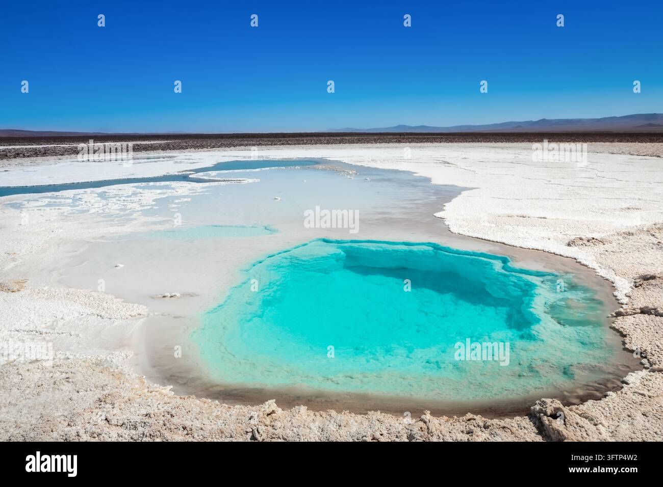 View of Lagunas escondidas de Baltinache with its vibrant turquoise ...