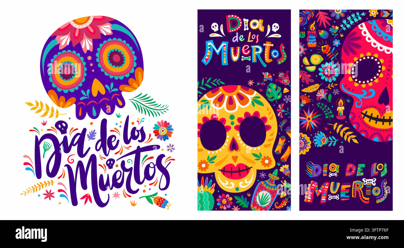 Mexican Day of the Dead holiday banners set Stock Vector Image & Art ...
