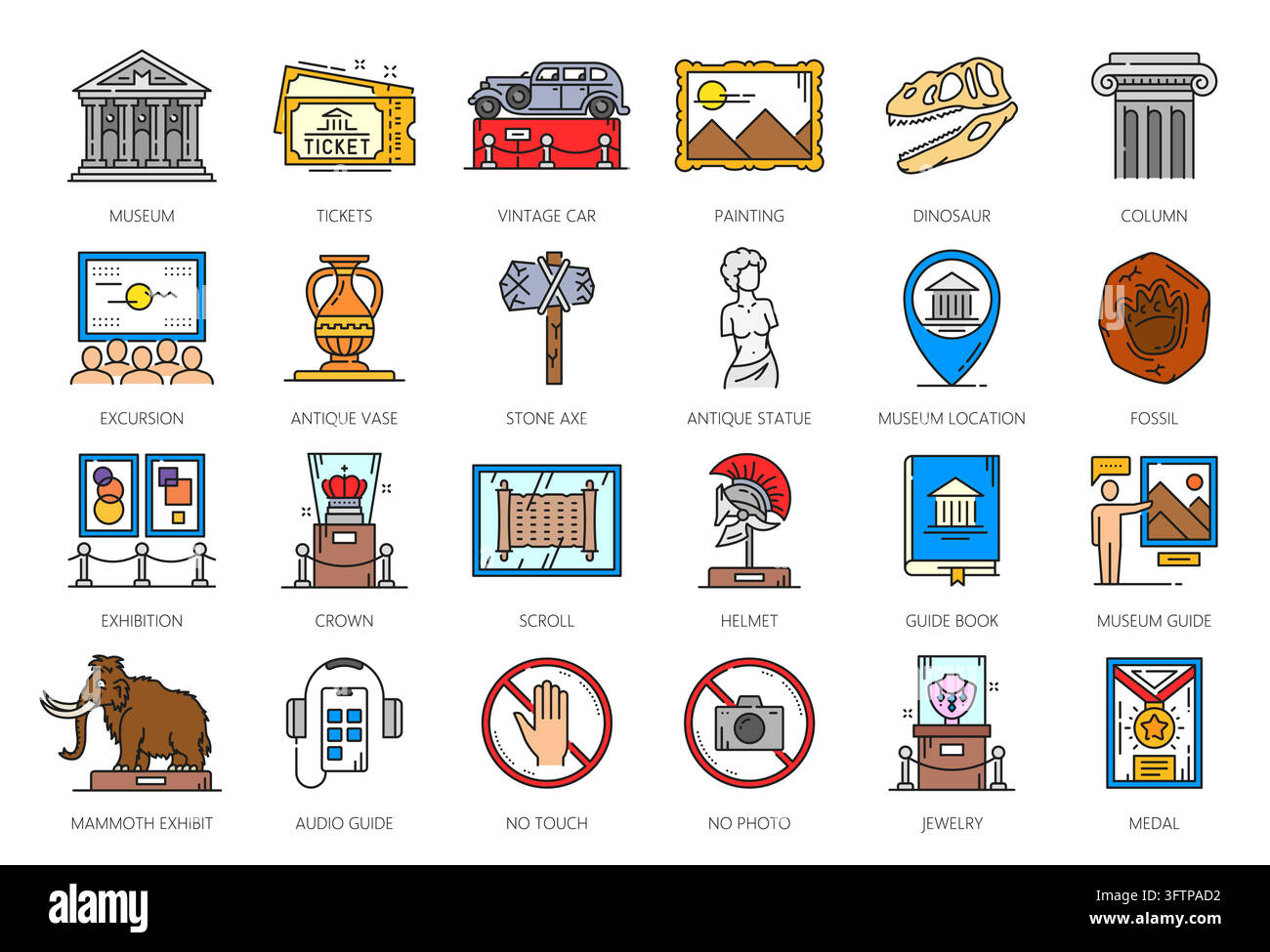 Art gallery museum exhibition color line icons Stock Vector Image & Art ...