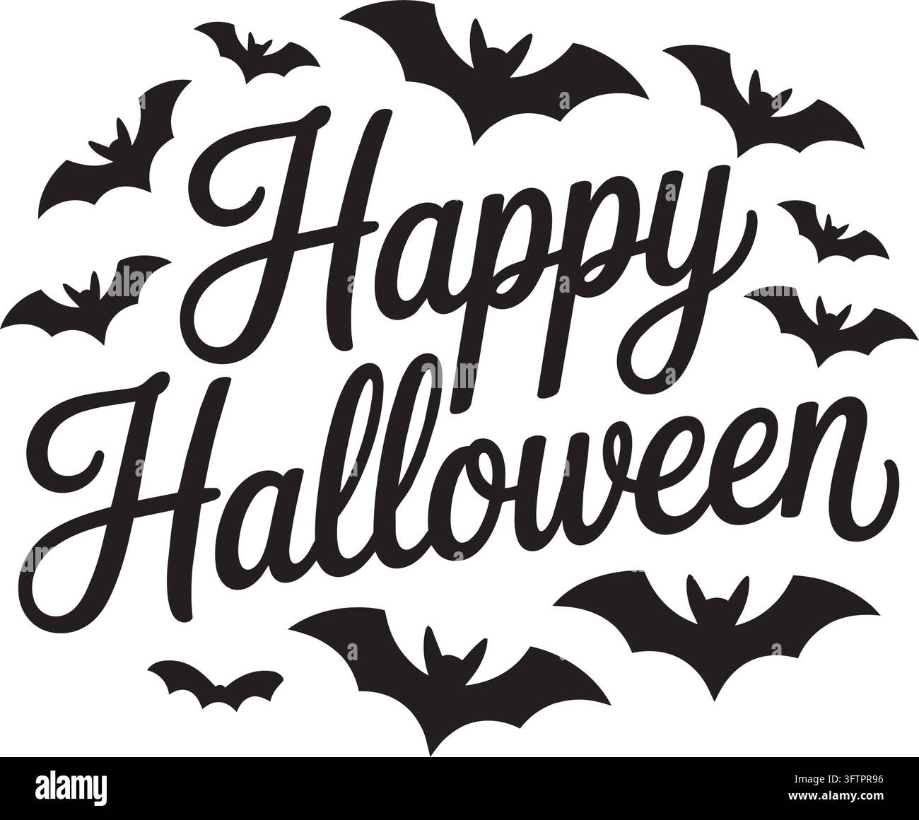 Happy halloween greeting with black bats vector design Stock Vector ...
