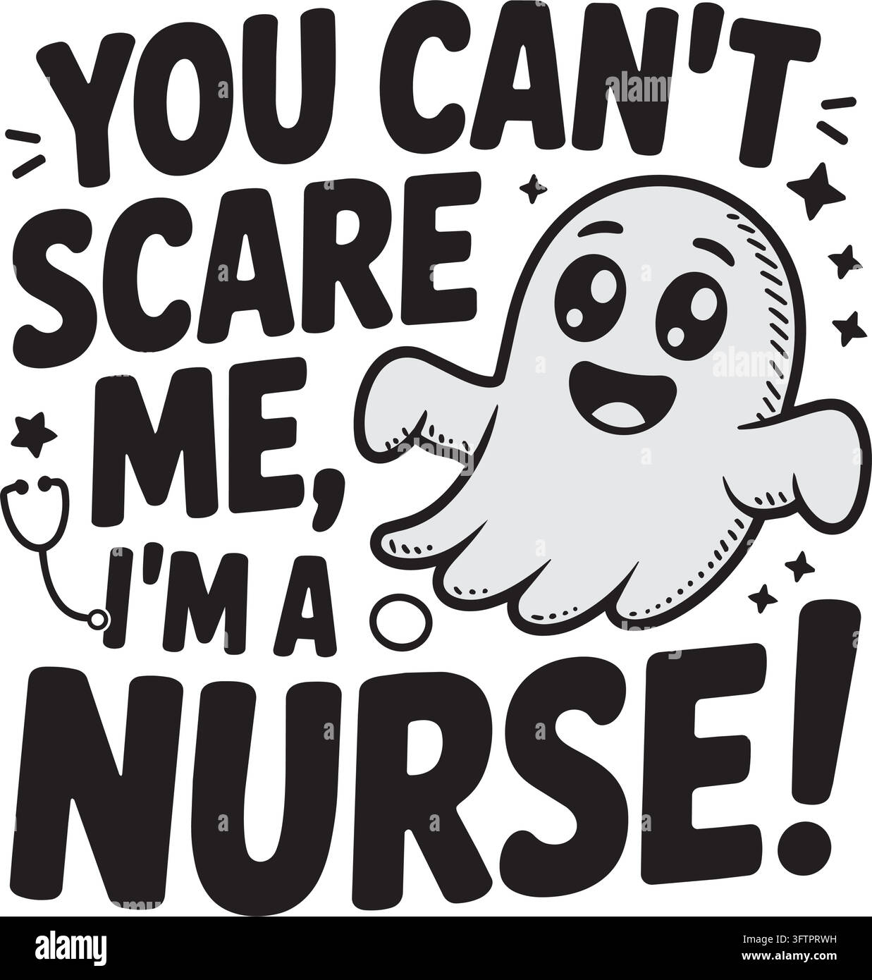 Saying Hello Vector Cartoon ghost character nurse saying you can't scare me Stock Vector ...