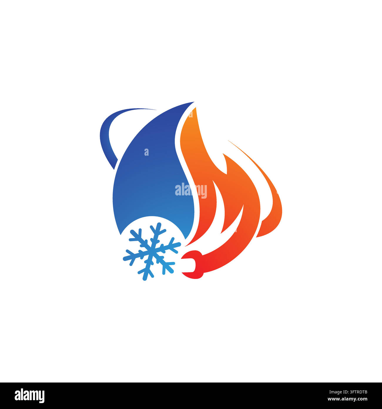 HVAC plumbing heating and cooling abstract vector logo with flame water ...