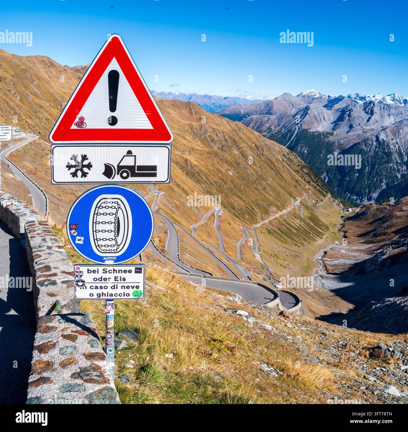 Sharp Bend Warning Sign Traffic signs along mountain hi-res stock photography and images - Alamy