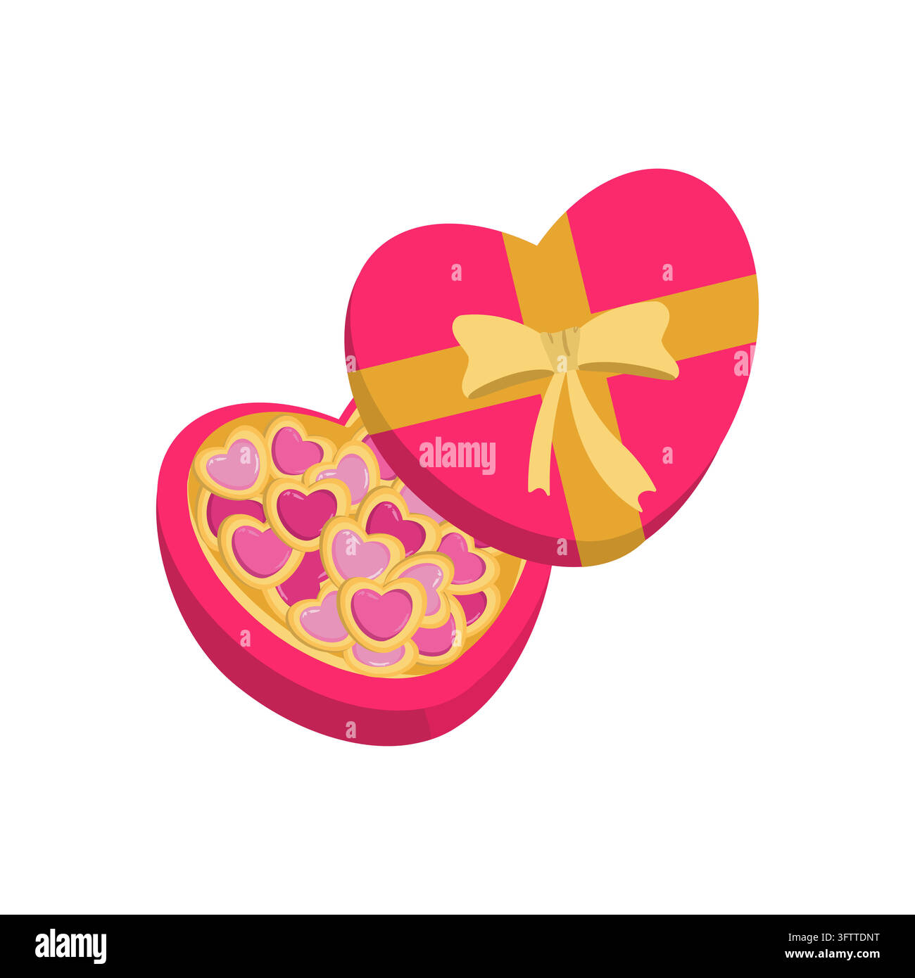 Charming heart-shaped cookie box in pastel tones, decorated with bows ...