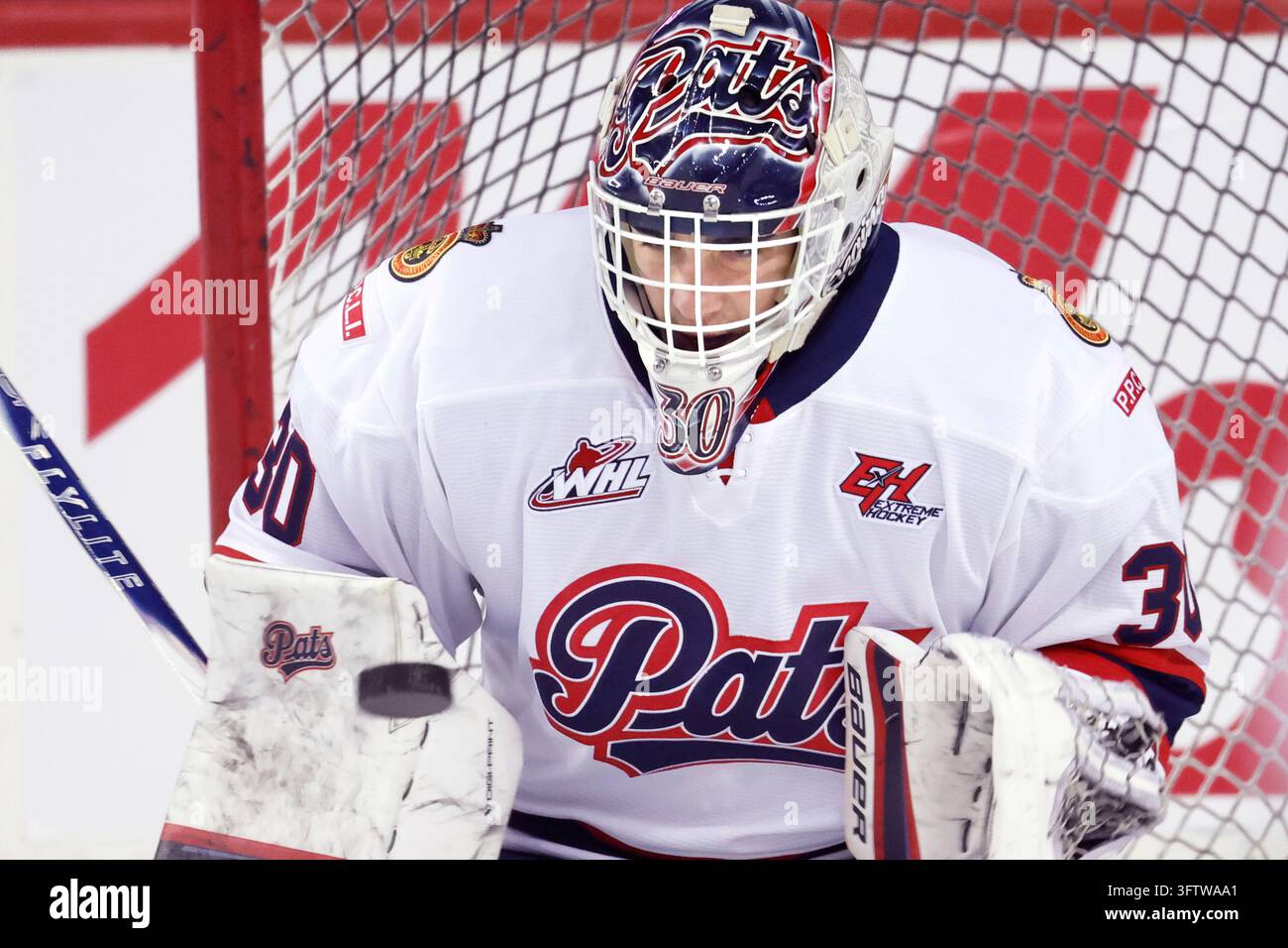 Player profile photo on Regina Pats goalie Taylor Tabashniuk during WHL ...
