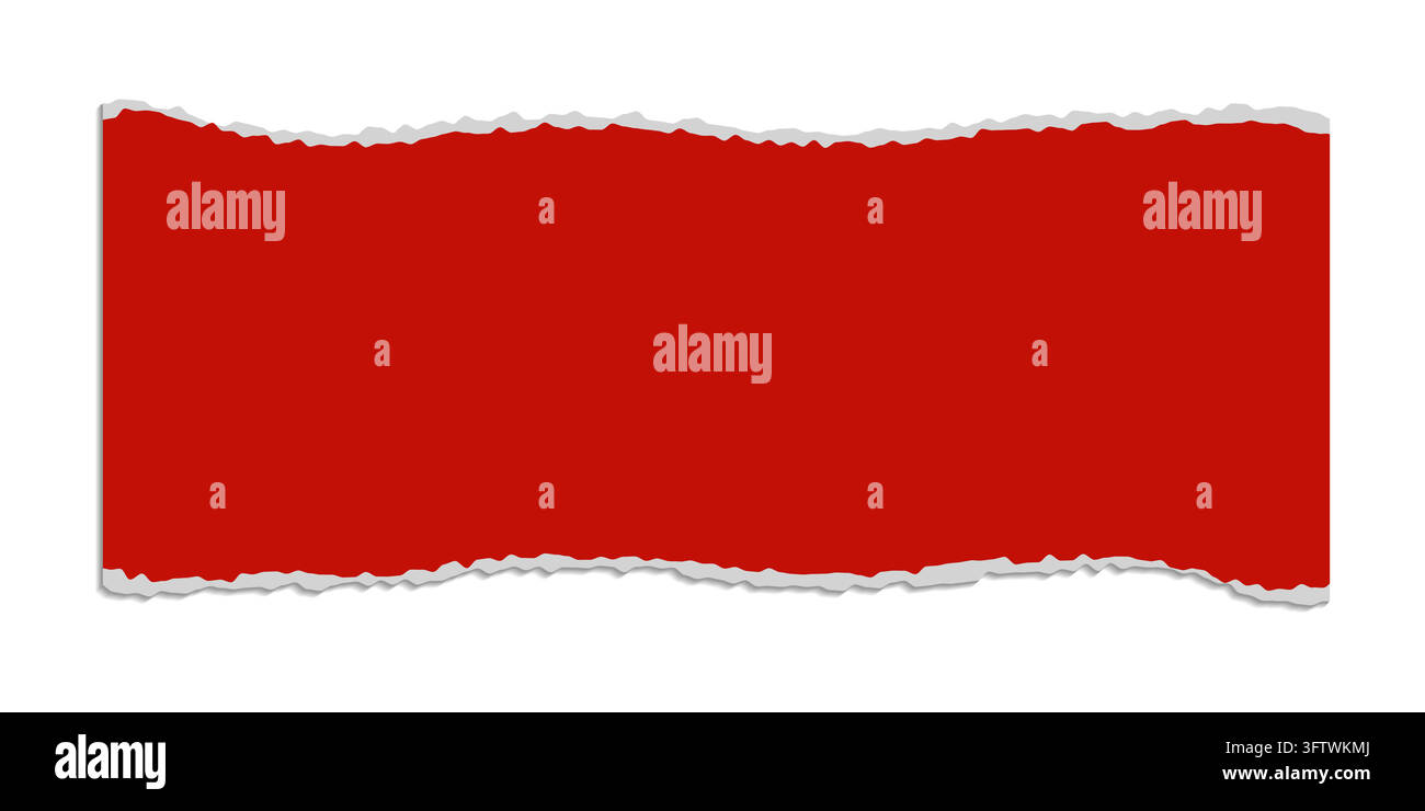 Realistic torn red paper edges with soft shadows. Torn or ripped red paper vector illustration Stock Vector